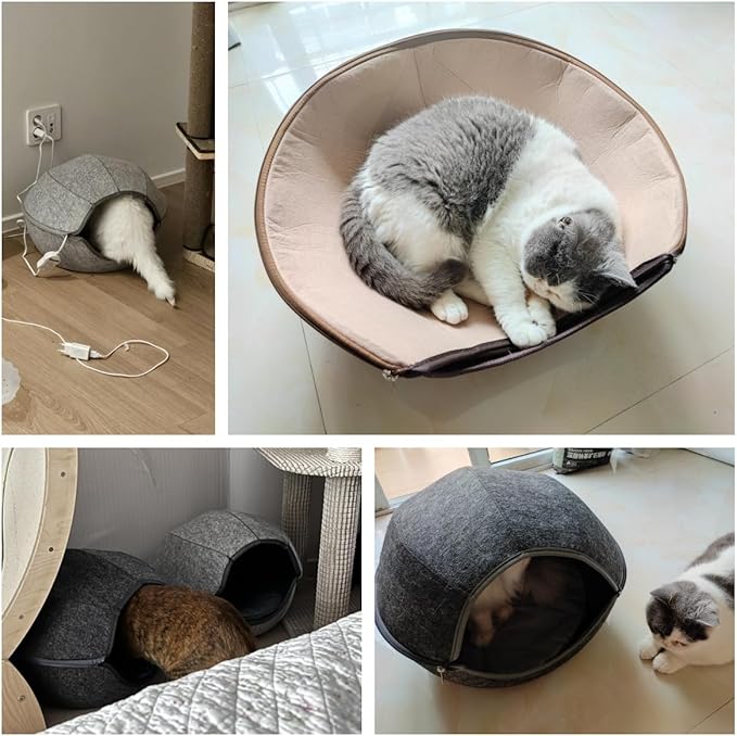 Donut Cat Tunnel Bed Peekaboo Cat Cave for Large Cats Up to 30 Lbs, Kitty Interactive Playing Tent House for Multiple Cats,Detachable,Scratch Resistant (2 in 1 Gray, Medium - 20 Inch Diameter)