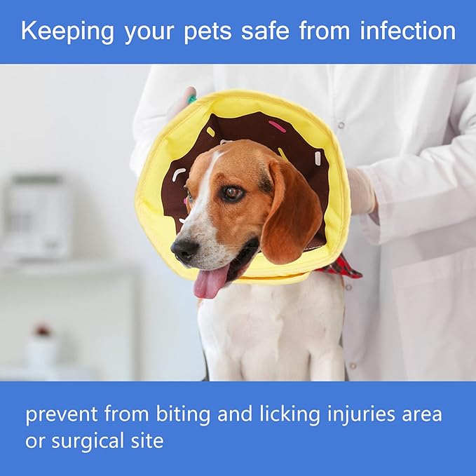 Soft Dog Cone, Lightweight Elizabethan Collar for Dogs, Adjustable Soft Cones for Dogs/Cats to Stop Licking After Surgery, Cute Donut Cone of Shame Alternatives for Pets (Small)