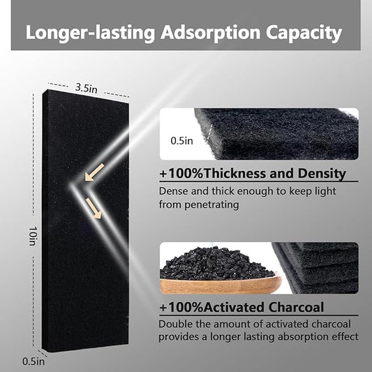 6 Pack Litter Box Filter, 10 x 3.5 Inch Charcoal Filters for Litter Robot 3 Cat Litter Box Replacement Activated Carbon Filter