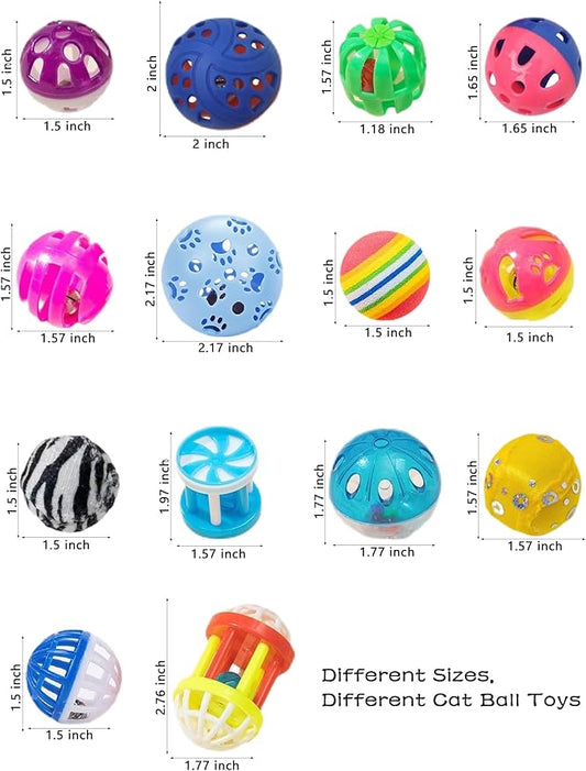 6-Pack Cat Toys for Kittens and Adult Cats, Wiggly Chase (1.5'', Basic Cat Toy Set)