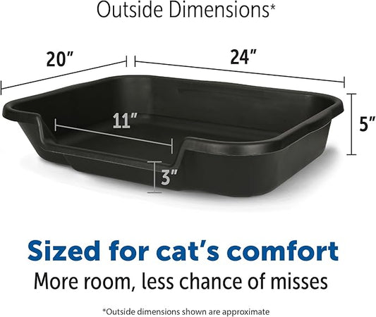 KittyGoHere Senior Cat Litter Box 1 Pack, Large Black Low Entrance Kitty Litter Box, Sized for Cats Comfort, Perfect for Senior and Arthritic Cats, Made in USA – Includes Long-Handle Jumbo Scoop