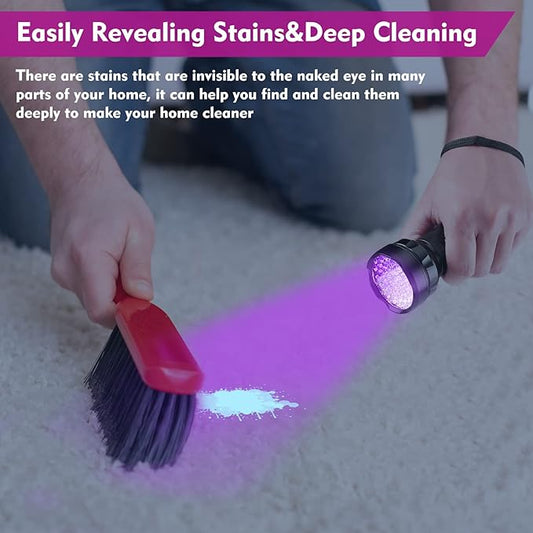 EverBrite UV Flashlight, 51 LED Blacklight Flashlights, 395nm Black Light Flashlight for Pet Urine Detection, Scorpions, Dry Stains, Bed Bug (Batteries Included)