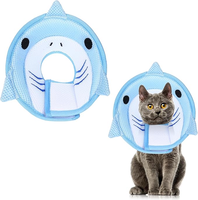 Cat Collar Cute Cat Recovery Collar Breathable Adjustable Soft Lightweight Pet Neck to Stop Licking Scratching After Surgery for Pets Dogs Kittes