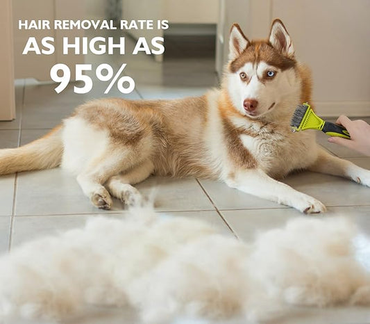 Pecute Pet Dematting Tool 2 Pack - Double Sided Undercoat Rake & Dematting Comb for Detangling Matted or Knotted Undercoat Hair, Great for Medium or Long-haired Dogs & Cats