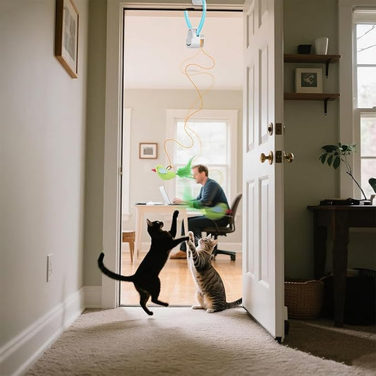 Interactive Cat Toys for Indoor Cats Automatic Electric Flying Bird Feather Cat Toy - Best Kitten & Adult Cat Enrichment Toy Hanging Electric Kitty Toys for Bored Cats