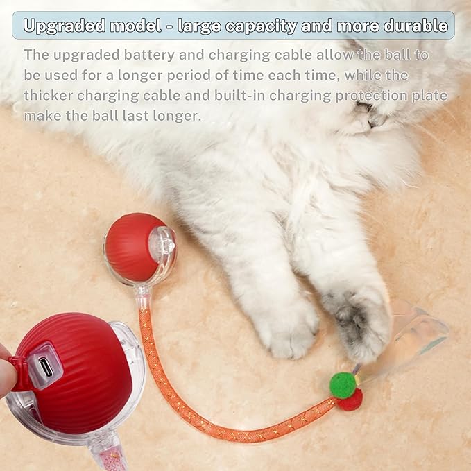 New Upgraded Cat Ball Toy - Speedy Tail 2.0 Cat Toy, Interactive Cat Toy Ball, Stimulating Toys and Juguetes para Gatos, Cat Toys for Bored Indoor(Sound Switchable) (Green)