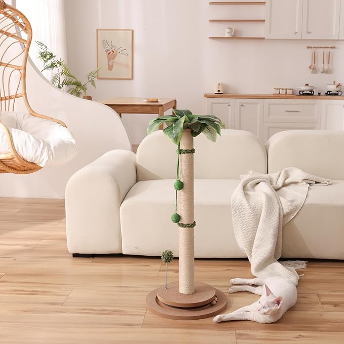 Aplatho cat Scratching Posts for Indoor Cats Adults, Tall cat Scratching Post for Large Cats, Sturdy sisal cat Scratching Post with Ball Track