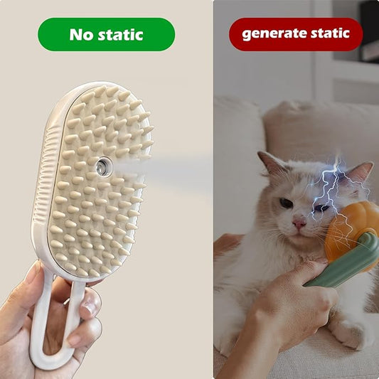 Cat Steam Brush for Shedding, Steam Brushes for Indoor Cats, 4 In 1 Rechargeable Cat Grooming Brush,Anti-Static, Massage, Cleaning, Shedding & Combing