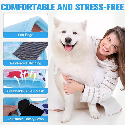 PAWCHIE Dog Grooming Hammock Harness for Dogs & Cats with Pet Nail Clipper Trimmer - Cat Hanger Sling for Trimming Clipping Nails- Dog Hammock Restraint Bag for Small Medium Large Dog, Blue M