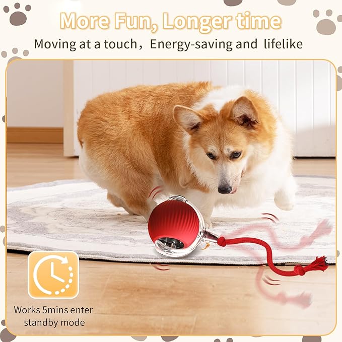 Interactive Cat Toys Ball,2025 New Upgrade Smart Automatic Moving Cat Toys, ElectricI Interactive Rolling Ball for Dog&Cat Indoor Activity.(red)