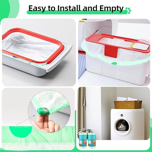 60 Count Self-Cleaning Litter Box Liner Bags for PURA X/MAX, Pet Waste Trash Bags with Drawstring for Automatic Cat Litter Box -21" x 11"