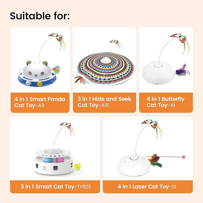 Potaroma Pack of 3 Butterfly Refills 3 in 1 Hide and Seek Cat Toys