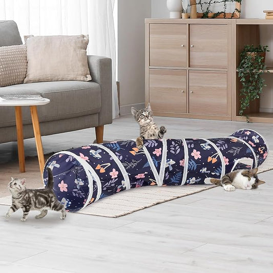 Glittme Cat Tunnel, Cat Tunnels for Indoor Cats, S-Shape Cats Cave with Cat Toys, Foldable Cat Tubes and Tunnels for Cats, Rabbit, Puppy, Guinea Pig