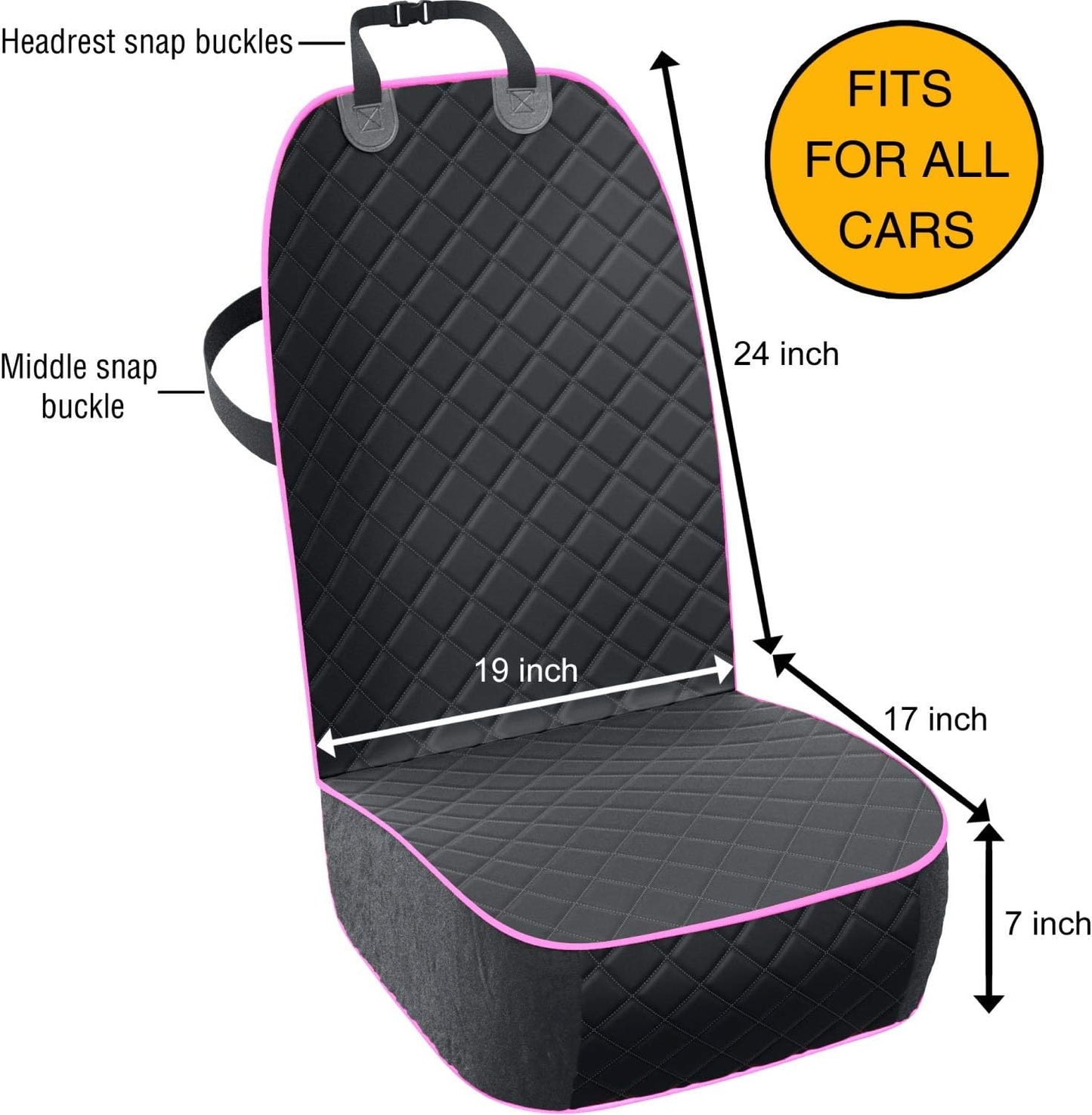 Active Pets Dog Car Seat Cover, Waterproof Front Seat Protector for SUV Truck Sedan, Pet Safety Travel Comfort System with Universal Fit, Pink