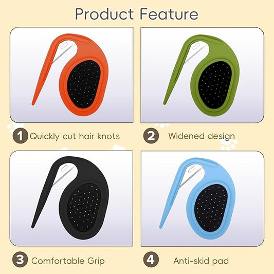 Upgraded 4Pcs Cat Dog Knotting Comb Set - Safer Non-Slip Handle Pet Grooming Tool, Universal Knot Remover Comb for Cats and Dogs, Pet Grooming Supplies (Knotting Cut Combs, Count, 1)
