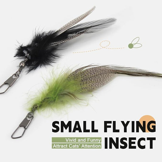 SONGWAY Cat Feather Toy Refills - 12 Pieces Insect Cat Toys with Feather, Teaser Wand Replacement, Interactive Toys for Indoor Cats