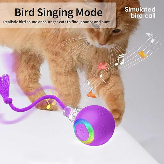 Interactive Cat Toys, Automatic Moving Cat Toys for Bored Indoor Adult Cats, Fast Rolling, Chirping & Motion-Activated Kitty Toys, Fun Gift for Cats with Speedy Tail 2.0, USB Rechargeable, Purple