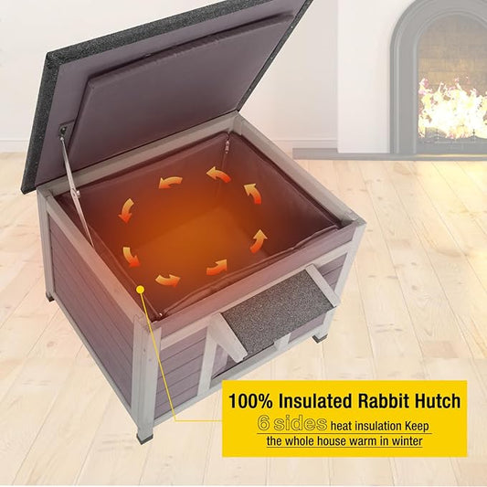 Cat House Outdoor Dog House with Insulation Liner Rabbit Hutch Feral Kitty Shelter for Outdoor Cats Cat Shelter for Winter