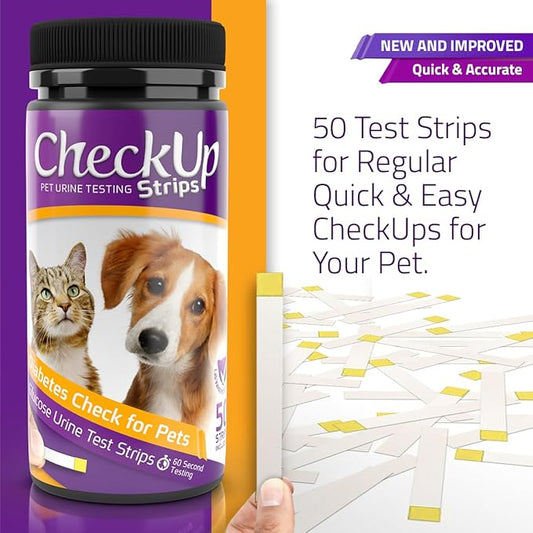CheckUp Glucose Urine Testing Strips for Cats and Dogs - Detection of Glucose Levels x 50