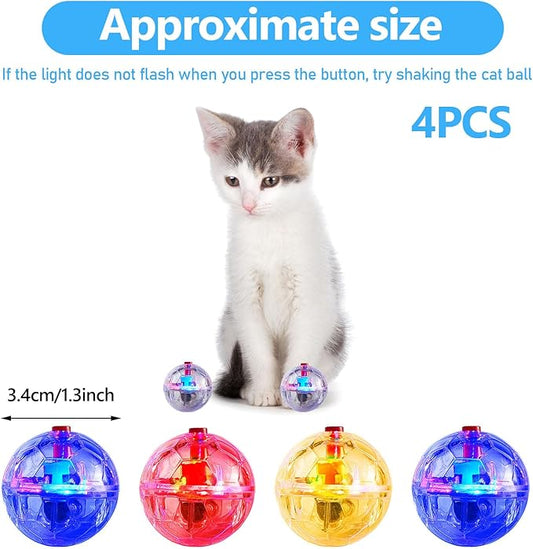 Frienda 4 Pieces Ghost Hunting Cat Ball Motion Light up Cat Balls LED Motion Activated Pet Ball Motion Light up Interactive Toys Pet Glowing Mini Running Exercise Ball Toys(Transparent)