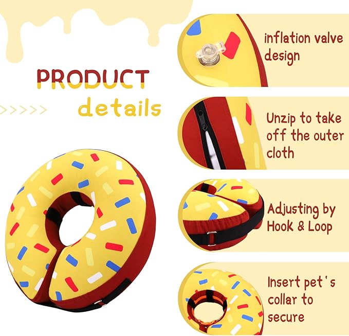 Supet Inflatable Dog Cone Collar Alternative After Surgery, Doggie Neck Donut Collar Recovery ECollar for Post Surgery, Soft Dog Cone for Small Medium Puppies Cats