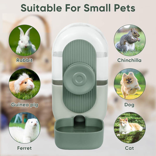 28oz Hanging Automatic Water Dispenser,Rabbit Water Bottle,Bunny Guinea Pig Ferret Water Bowl for Cage,Suitable for Small Animal Puppies(Cage Grid Spacing Over 1.2'') (Green)