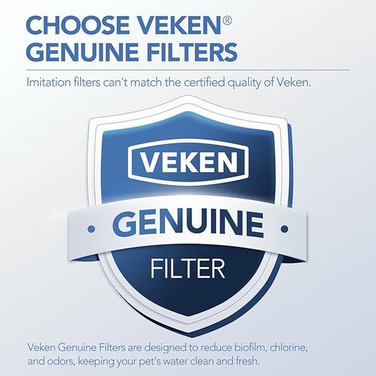Veken Cat Water Fountain Filters, 4 Pack Replacement Filters & 4 Pack Replacement Pre-Filter Sponges Set for 50oz, 84oz, 95oz Automatic Pet Fountain Dog Water Dispenser