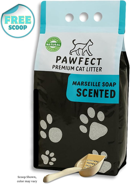 Marseille Soap Scented Cat Litter – 9.6 lb / 5L, Fast Clumping, Natural Odor Absorption, Lightweight Formula, Made with Turkish White Bentonite