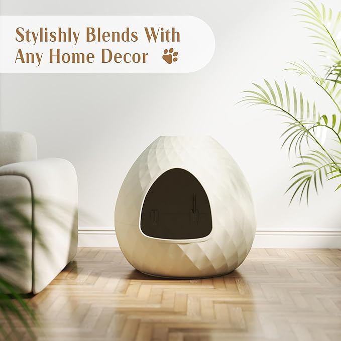 DRATO Cat Litter Box Enclosure Hidden Litter Box Furniture with Removable Planter Top Vented Easy to Clean Multi-Functional for Living Room Indoor, White