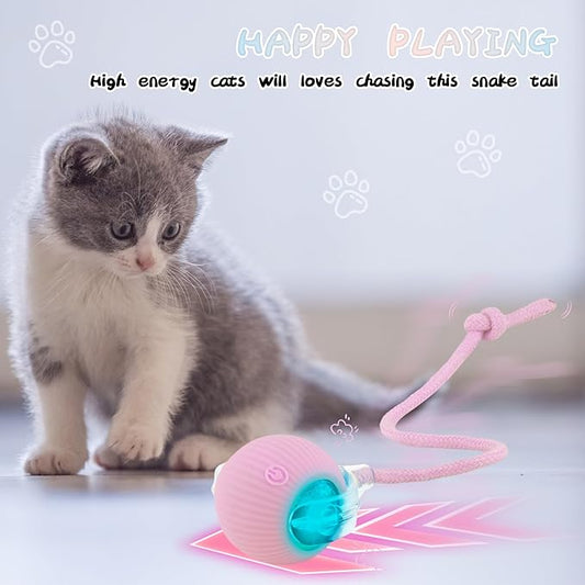 Automatic Rollie Cat Chase Ball Toy - Smart Interactive Pet Toy with 360° Rotating Motion, Rechargeable & Auto-Rolling Electric Ball for Indoor Cats/Dogs - Boredom Relief, Exercise (Red)