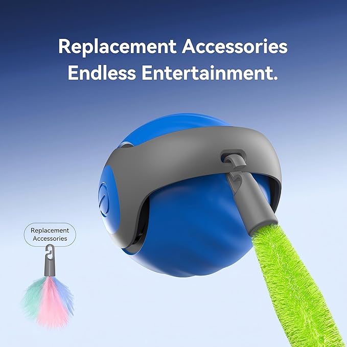 2025 Newly Upgraded Version 3.0 Cat Toys, Cool Intelligent Interactive Cat Ball for Indoor Bored Cats, Automatic Rolling Ball 3.0 Puzzle Toy, Electronic Rolling Pet Chase (Blue - 1pcs)