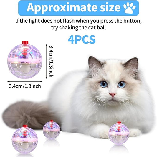 4 Piece Light Up Cat Balls Ghost Hunting Equipment, Indoor Motion-Activated Magic Cat Ball, Plastic Glowing Pet Toys