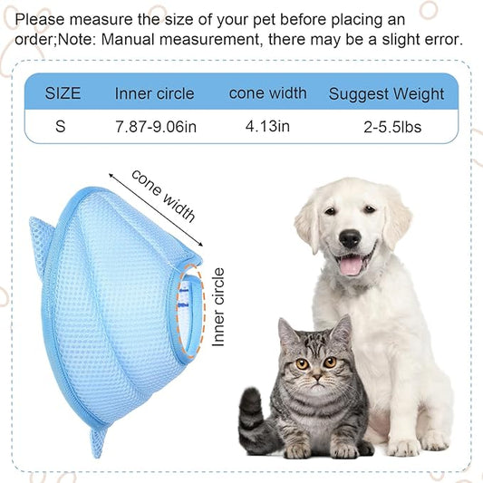 Cat Collar Cute Cat Recovery Collar Breathable Adjustable Soft Lightweight Pet Neck to Stop Licking Scratching After Surgery for Pets Dogs Kittes
