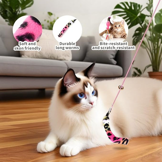 Interactive Cat Toys for Indoor Cats - Includes Wand, Feather, Hanging & String Toy