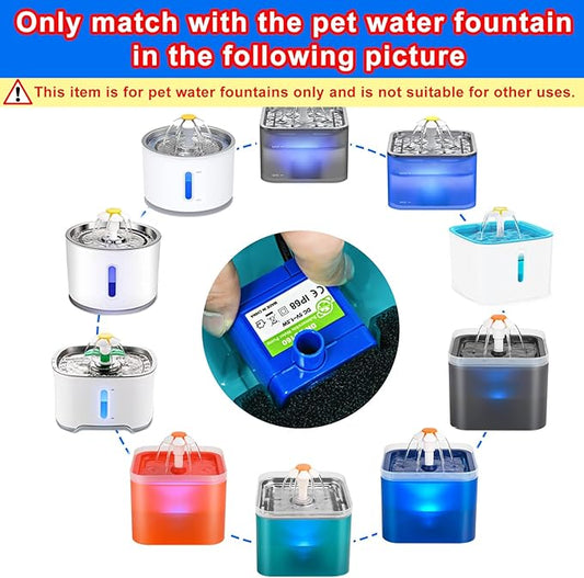 Cat Water Fountain Pump, Cat Fountain Pump Compatible Motor,DR-DC160 Pumps for Pet Water Fountain Cat Water Dispenser Replacement (With LED & Brush)