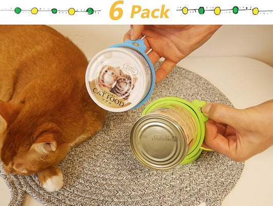 Comtim Pet Can Covers/6 Pack Silicone Dog Cat Food Can Lids/Universal Size Fit Most Standard Size Cans