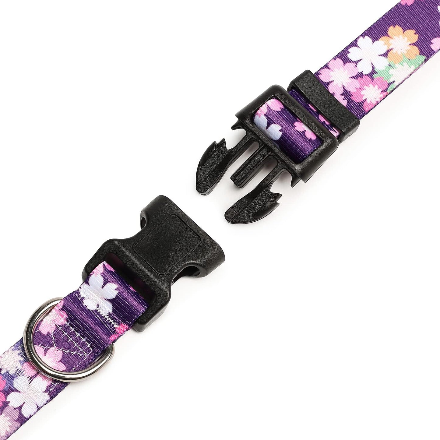 Mercano Adjustable Dog Collar - Special Design Patterns, Soft Nylon Comfortable Sturdy Pet Collar for Small Medium Large Dogs (S, Floral Pink)