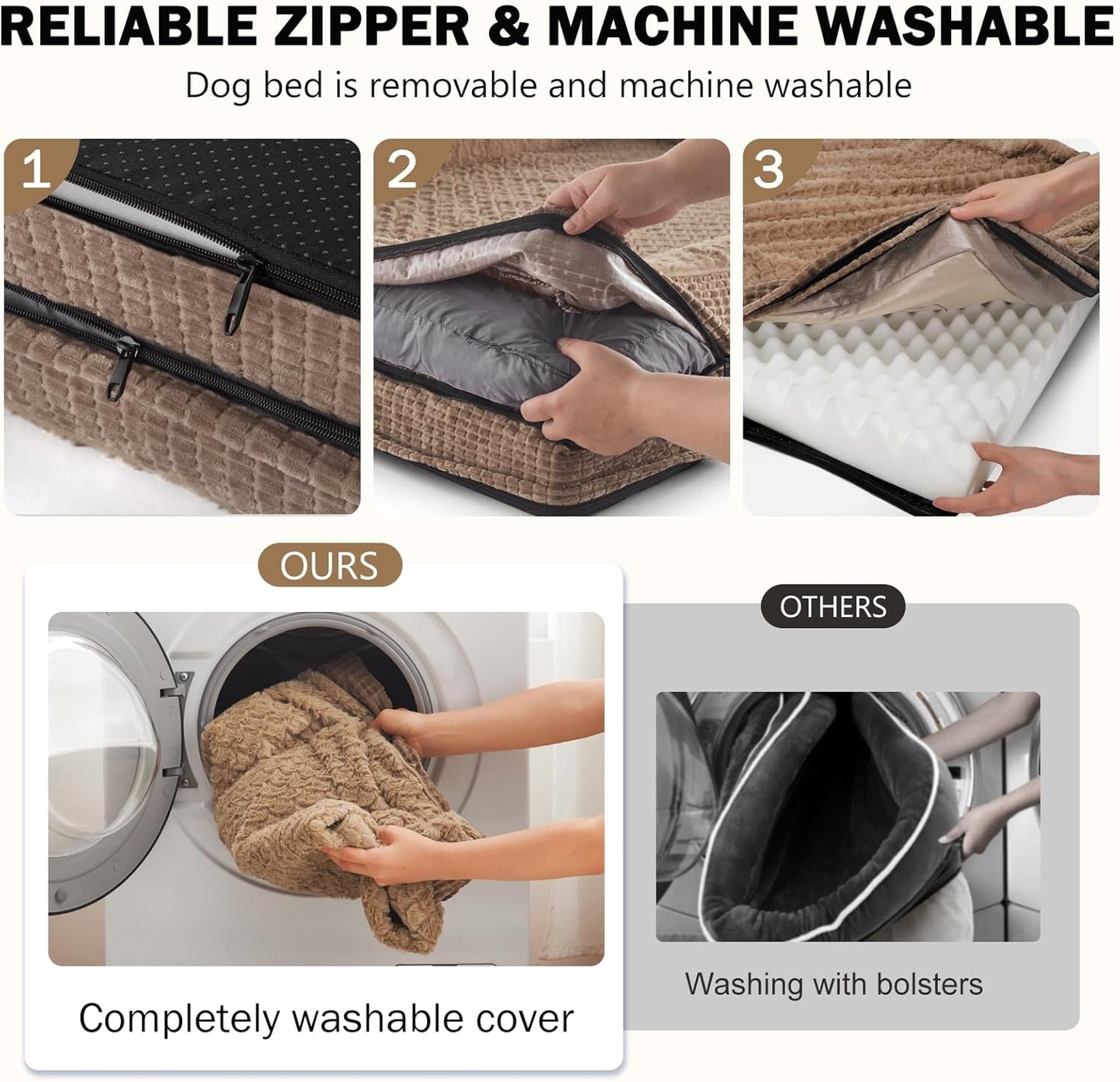 INVENHO Orthopedic Dog Bed for Extra Large Dogs, XXL Waterproof Egg-Crate Memory Foam Dog Couch with Washable Removable Cover, Waterproof Lining and Nonskid Bottom