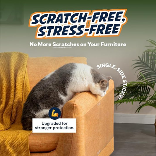 Panther Armor 10-Pack Furniture Protectors from Cats, w/ 60 Pins (Optional for Extra Security), Couch Protector for Cats, Anti Cat Scratch Furniture Guards, Sofa Corner Scratching Training Tape