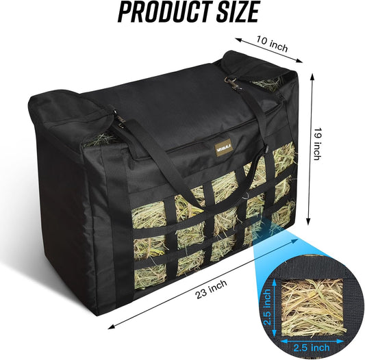 Hay Bag for Horses,Slow Feeder for Horse/Donkey/Goat, Premium 1680D Oxford Cloth,Easy to Fill and Hang with Extra Large Opening(Black)