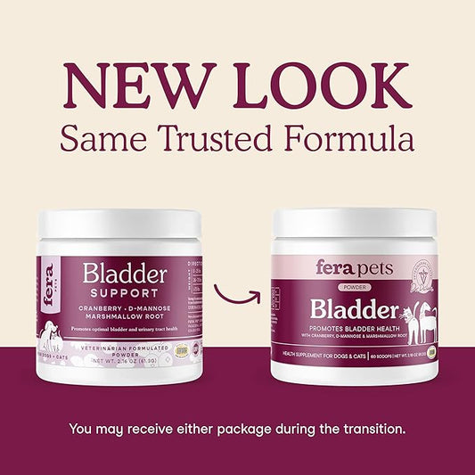 Fera Pets Bladder Support - Cranberry for Dogs & Cats - D-Mannose & Marshmallow Root - Urinary Tract Support - Supports Normal Urine pH - Boosts Immunity - 60 Scoops