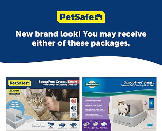 PetSafe ScoopFree Crystal Smart Self-Cleaning Automatic Litter Box - Uncovered Motion-Sensing Cat Box with Integrated Health Counter & App - Includes 1 Disposable Crystal Litter Tray