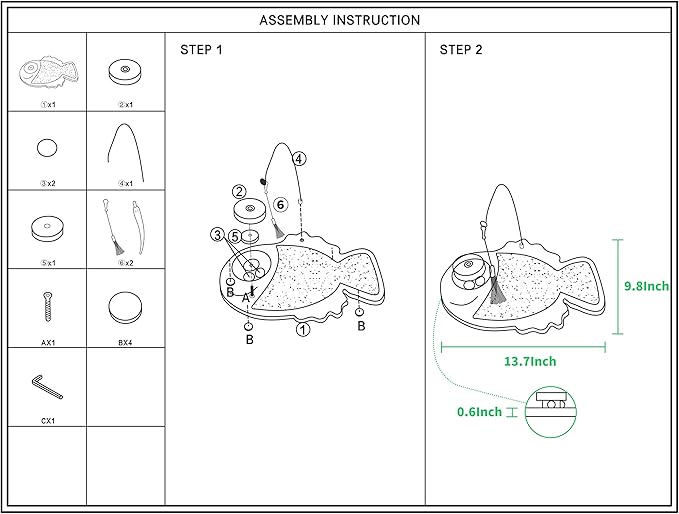 Petest Interactive Cat Toy Natural Sisal Cat Scratcher Toy with Catnip Balls, Fish Design