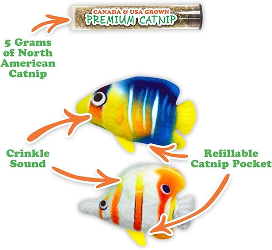 Meowijuana Refillable Cat Toys | Get Bubbly - Tropical Fish Catnip Toys | Includes Potent Hand Harvested Catnip Grown in North America | Promotes Play and Cat Health