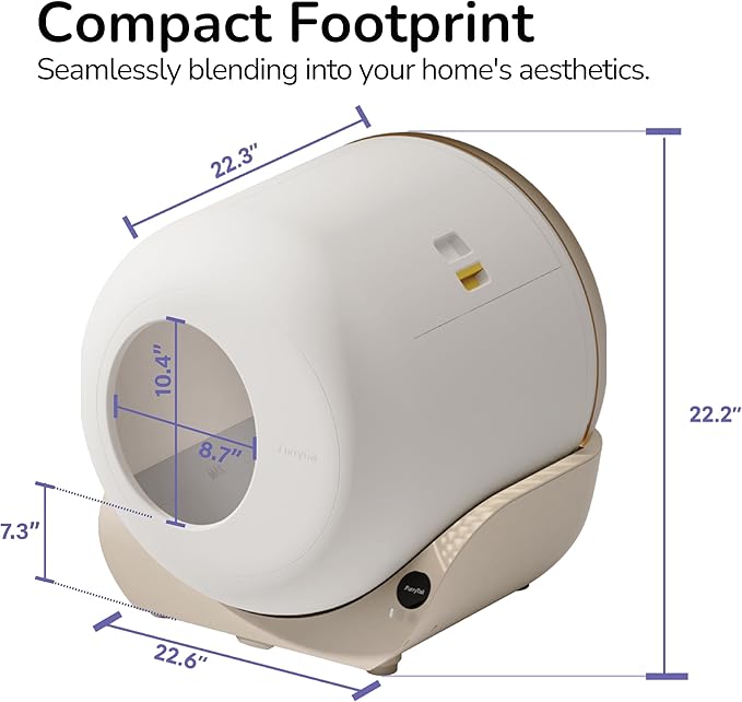 Self Cleaning Litter Box with APP - Automatic Cat Litter Box for All Your Cats, Odor Control, Spacious Interior and Large Wastes Bin Capacity,Includes 40 Litter Bags