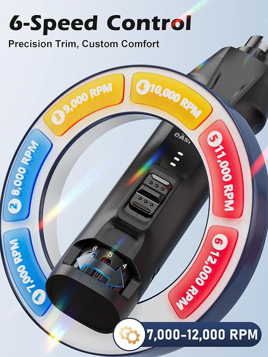 Casfuy 6-Speed Dog Nail Grinder – 50%+ Boost Power Dog Nail Trimmers Quiet with Dust Cap & 2 LED Lights & 2000mAh Battery & 4.8V Motor Electric Pet Toenail File Tool for Large Medium Small Dogs Cats