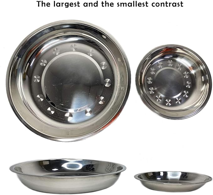 kathson Stainless Steel Whisker Relief Cat Bowl, 4 pcs Shallow and Wide Bowls, Pet Cat & Dog Feeding Large Dishes Fits with Elevated Stands Pet Bowl Stand (7.88 Inch Dia.)