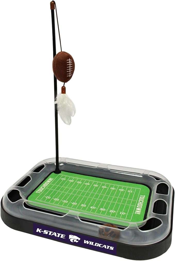 Pets First 5-in-1 Cat Scratcher & Toy - Wildcats Football Field with Catnip Filled Plush Football & Feathers