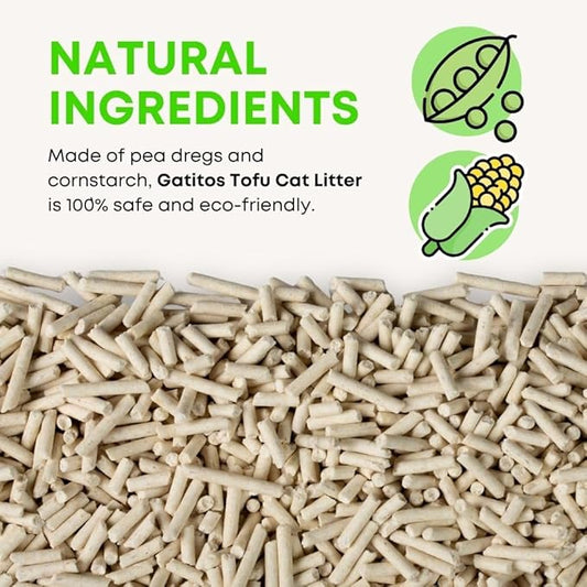 Gatitos Tofu Cat Litter Climping Quickly, Natural Material, Dissolves in Water and can be Flushed Down The Toilet, Vacuum Packing(Original Flavor| Pack*1)