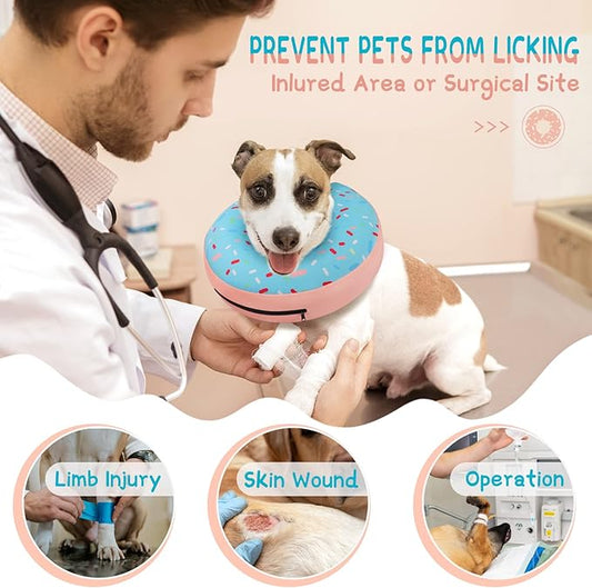 Supet Inflatable Dog Cone Collar Alternative After Surgery, Doggie Neck Donut Collar Recovery E Collar, Soft Dog Cone for Small Medium Large Dogs